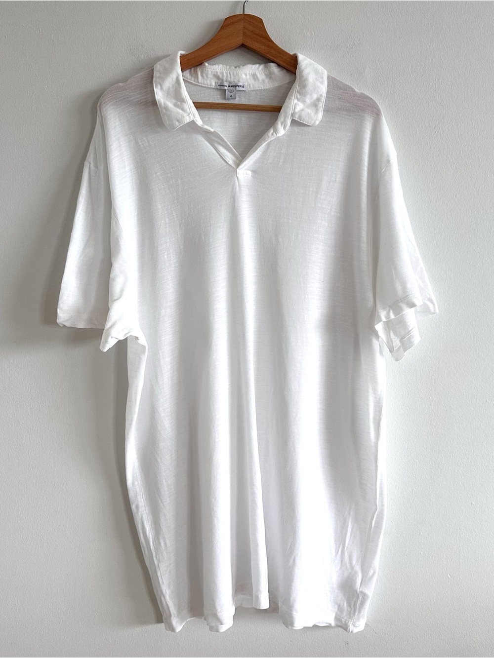 Standard James Perse slub cotton short sleeve ivory white polo shirt XL